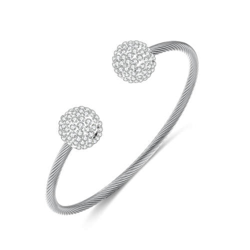 Wholesale Stainless Steel Bangle with Shamballa Bead