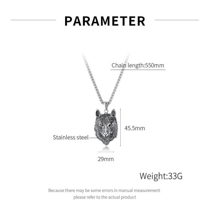 Wholesale Stainless Steel Wolf Head Pendant
