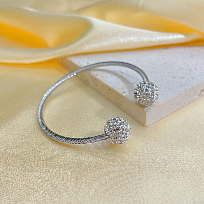 Wholesale Stainless Steel Bangle with Shamballa Bead