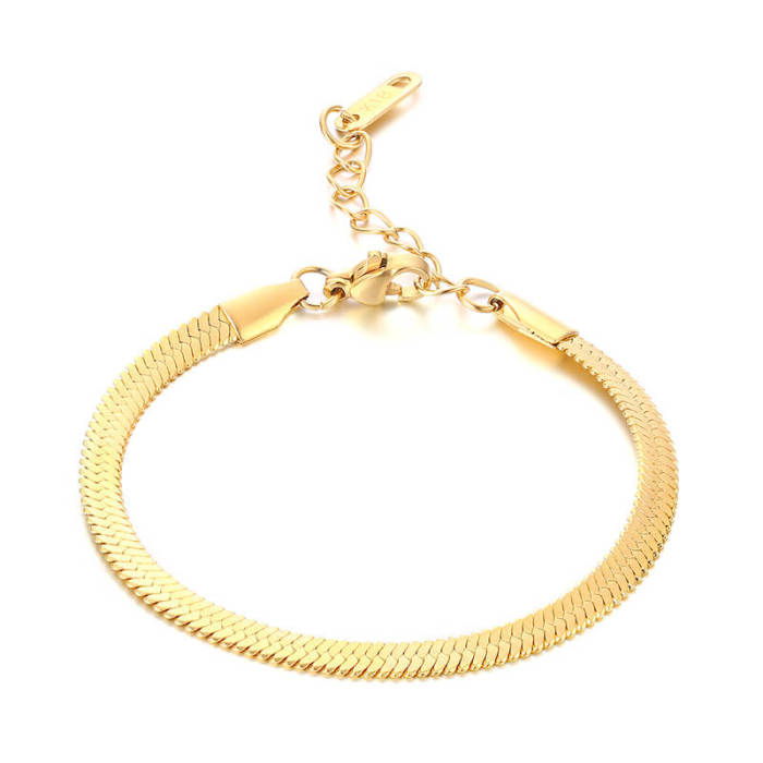 Wholesale Stainless Steel Flat Snake Chain Bracelet