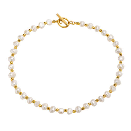 Wholesale Pearl and Steel Bead Necklace