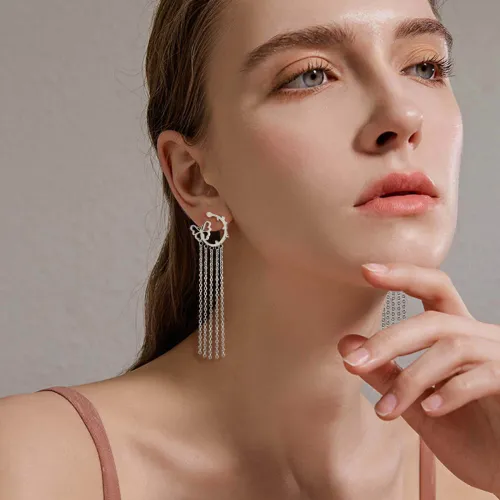 Wholesale Stainless Steel Women Tassel Earrings