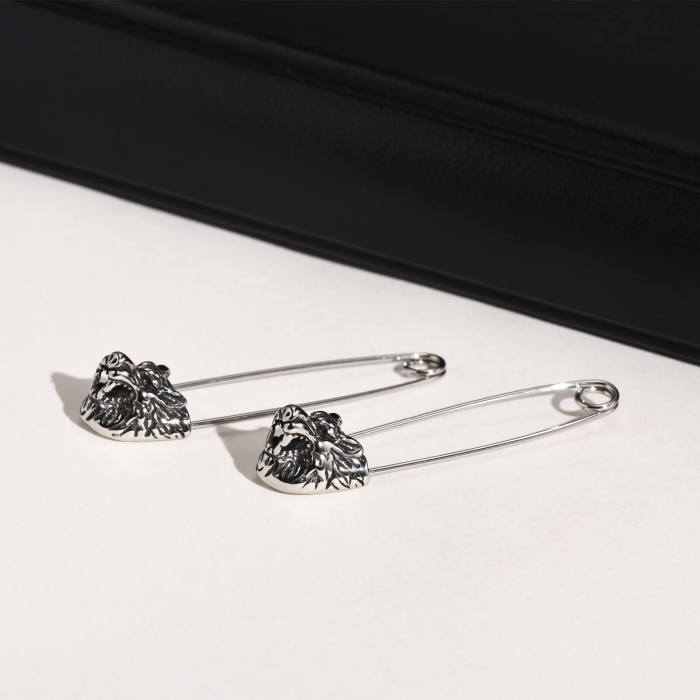 Wholesale Stainless Steel Wolf Head Pin Earrings
