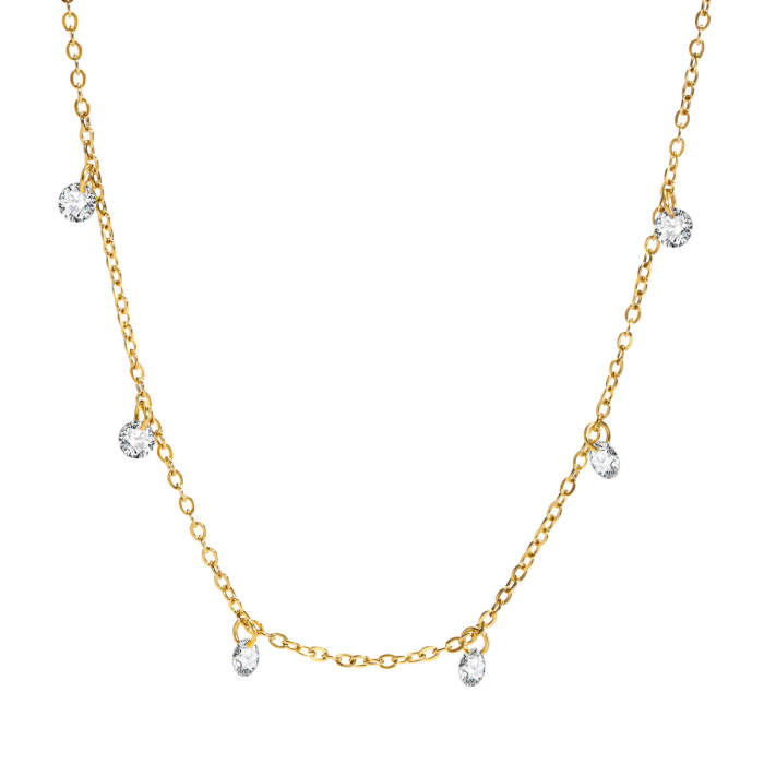 Wholesale Stainless Steel Necklace with CZ