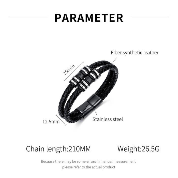Wholesale Men's Magnetic Clasp Leather Bracelet