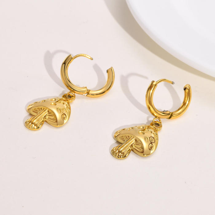 Wholesale Stainless Steel Mushroom Earrings