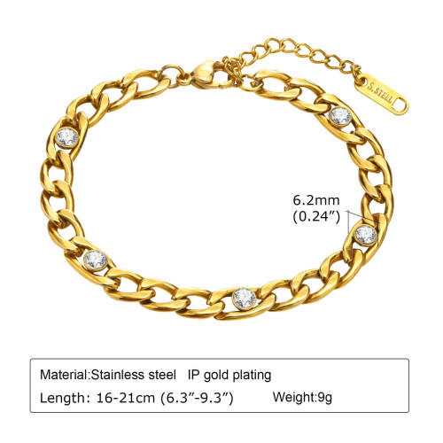 Wholesale Stainless Steel Zirconia NK Chain Bracelet