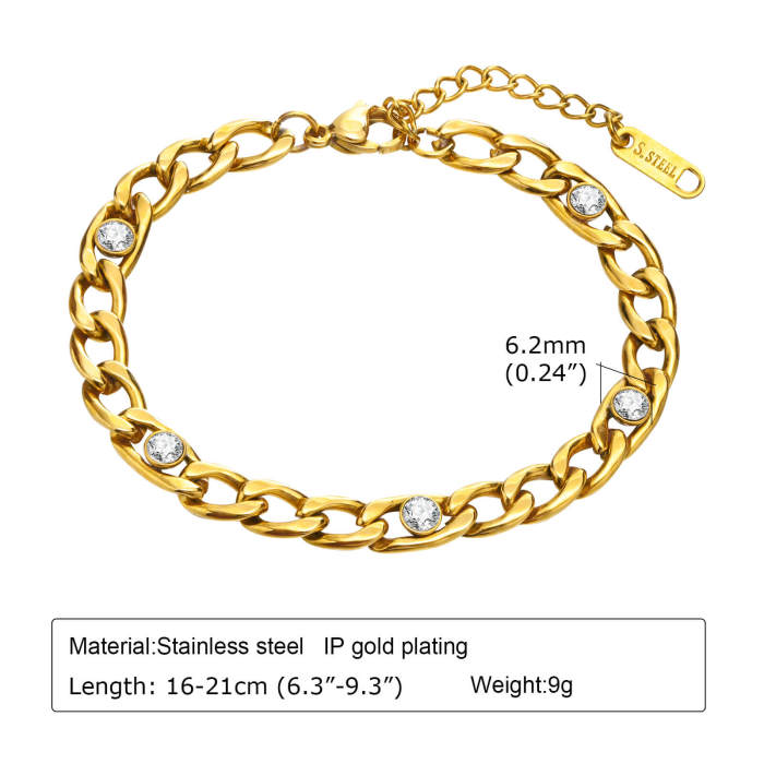 Wholesale Stainless Steel Zirconia NK Chain Bracelet