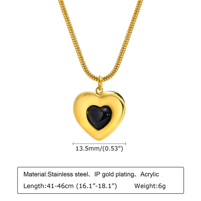 Wholesale Stainless Steel Black Heart Pendant