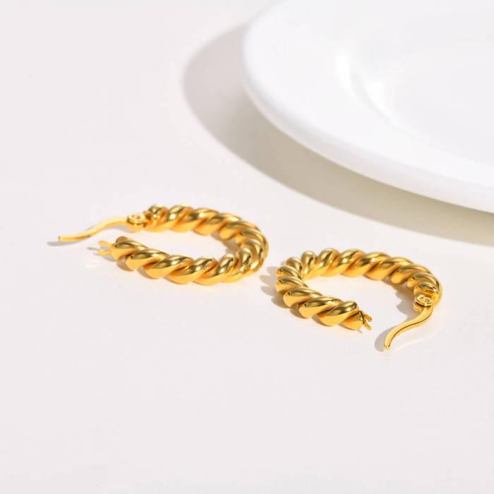 Wholesale Stainless Steel Twist Hoop Earrings
