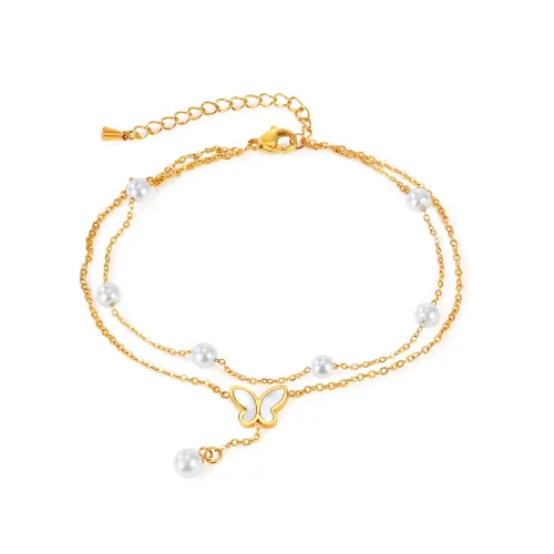 Wholesale Stainless Steel Pearl Anklet