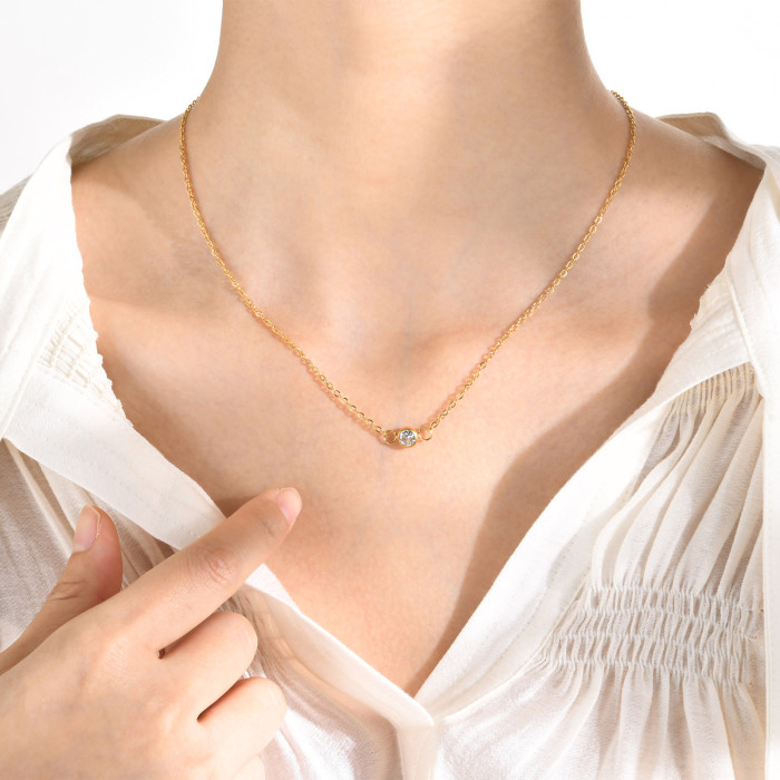 Wholesale Stainless Steel CZ Necklace