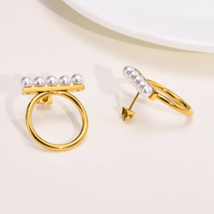 Wholesale Stainless Steel Imitation Pearl Earrings