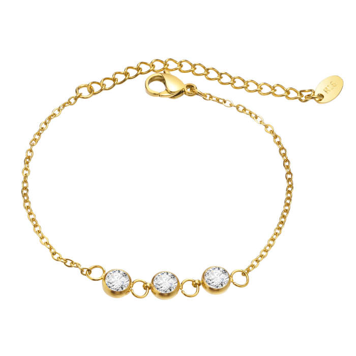 Wholesale Stainless Steel Women Chain Bracelet with CZ