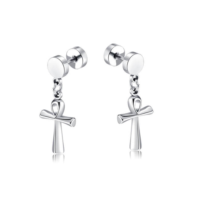 Wholesale Stainless Steel Anka Cross Earrings