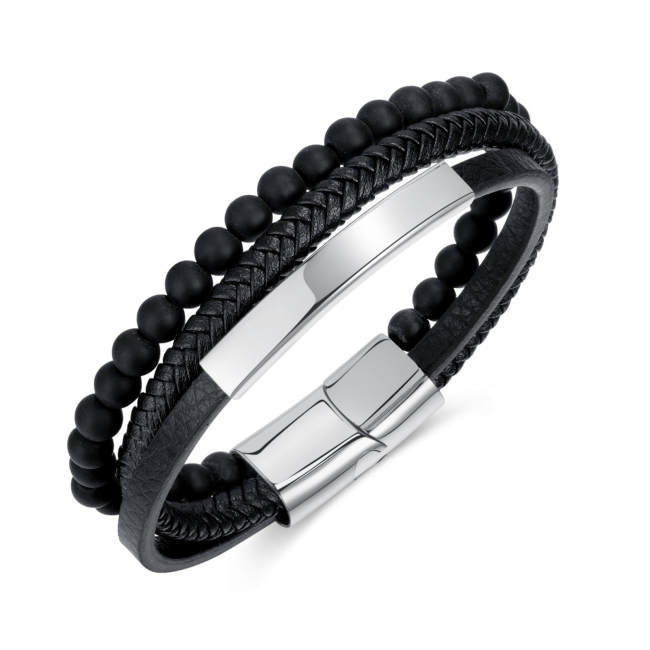 Wholesale Volcanic Stone Men's Multi-layer Leather Bracelet