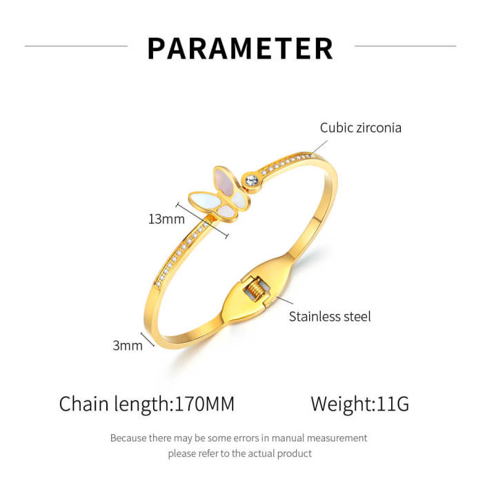 Wholesale Butterfly Zirconia Stainless Steel Bracelet