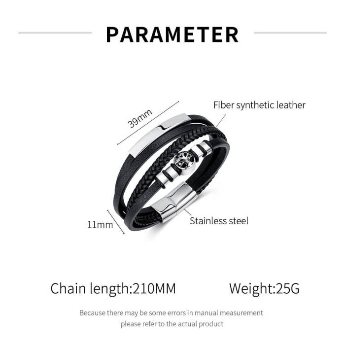 Wholesale Stainless Steel Bark of Life Leather Bracelet