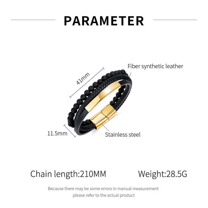 Wholesale Volcanic Stone Men's Multi-layer Leather Bracelet