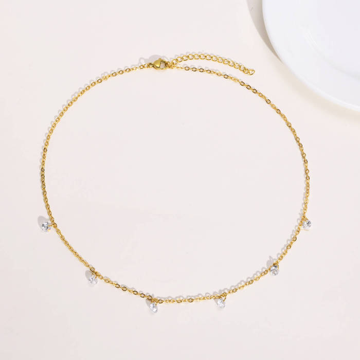 Wholesale Stainless Steel Necklace with CZ