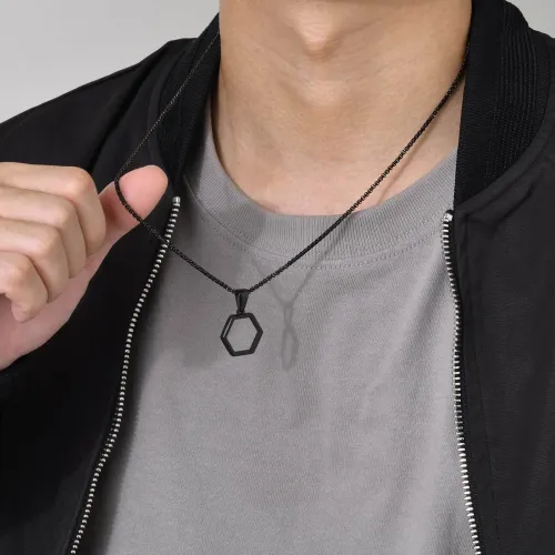Wholesale Stainless Steel Hexagonal Necklace