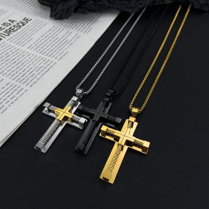 Wholesale Stainless Steel Men Cross Pendant