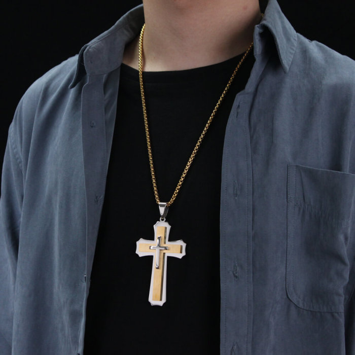 Wholesale Stainless Steel Mens Cross Pendant