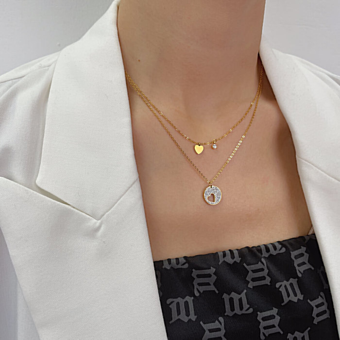 Wholesale Steel Double Layer Love Necklace