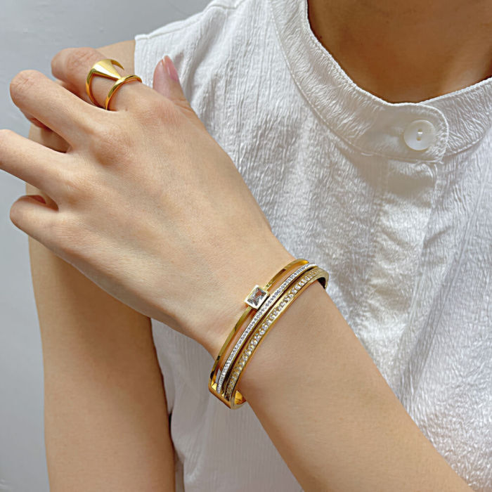 Wholesale Stainless Steel CZ Bangle