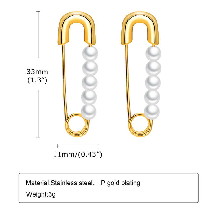 Wholesale Stainless Steel Pin and Pearl Earrings