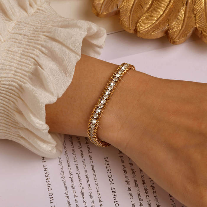 Wholesale Stainless Steel Chain Zircon Bracelet