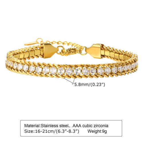 Wholesale Stainless Steel Chain Zircon Bracelet
