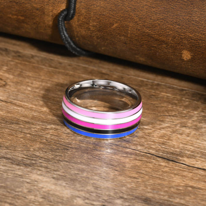 Wholesale Stainless Steel Rainbow Ring Band