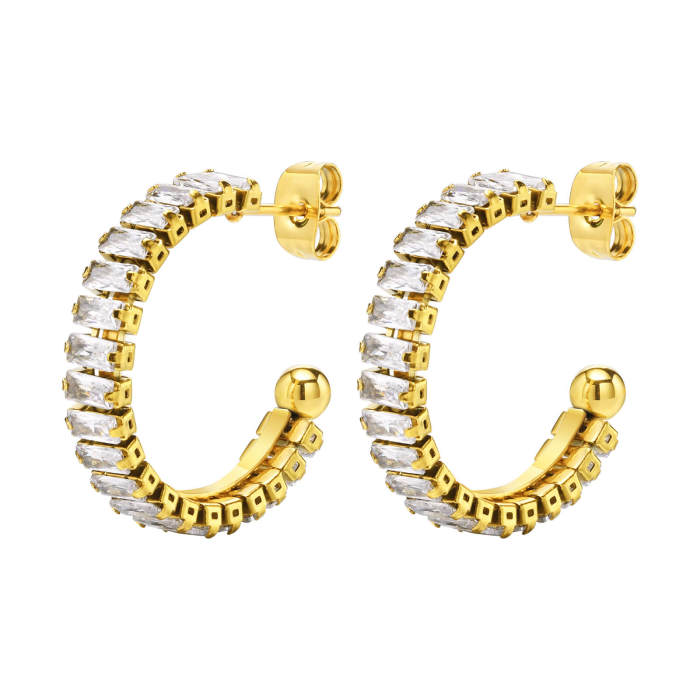 Wholesale Stainless Steel CZ Hoop Earring
