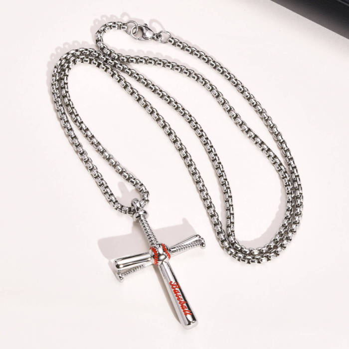 Wholesale Stainless Steel Baseball Cross Pendant