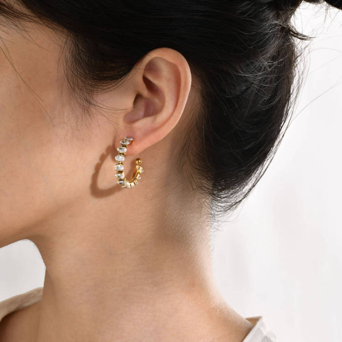 Wholesale Stainless Steel CZ Hoop Earring