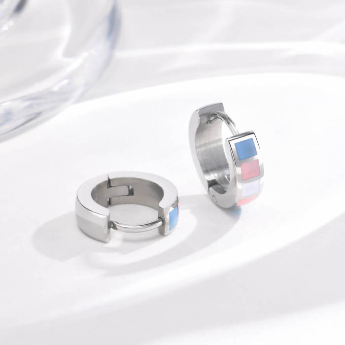 Wholesale Stainless Steel Rainbow Huggie Earrings