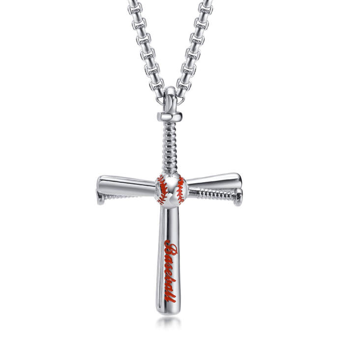 Wholesale Stainless Steel Baseball Cross Pendant