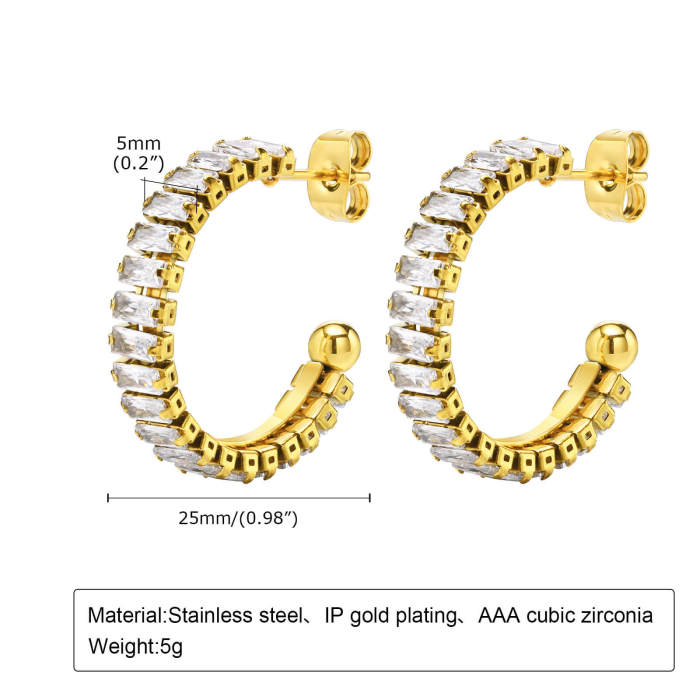 Wholesale Stainless Steel CZ Hoop Earring
