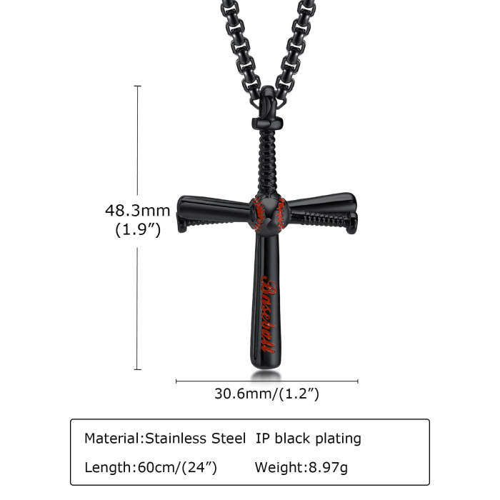 Wholesale Stainless Steel Baseball Cross Pendant
