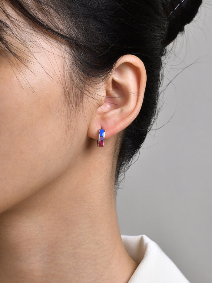 Wholesale Steel Small Colorful Hoop Earrings