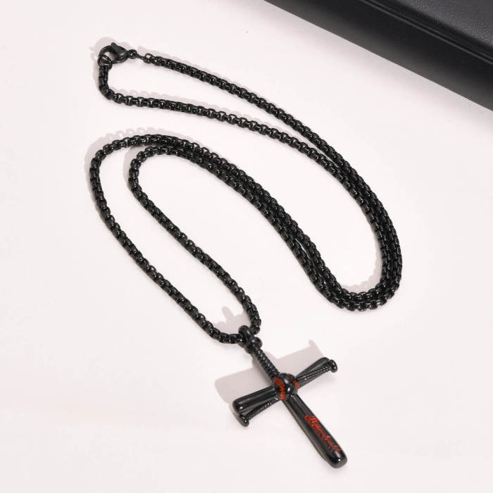Wholesale Stainless Steel Baseball Cross Pendant