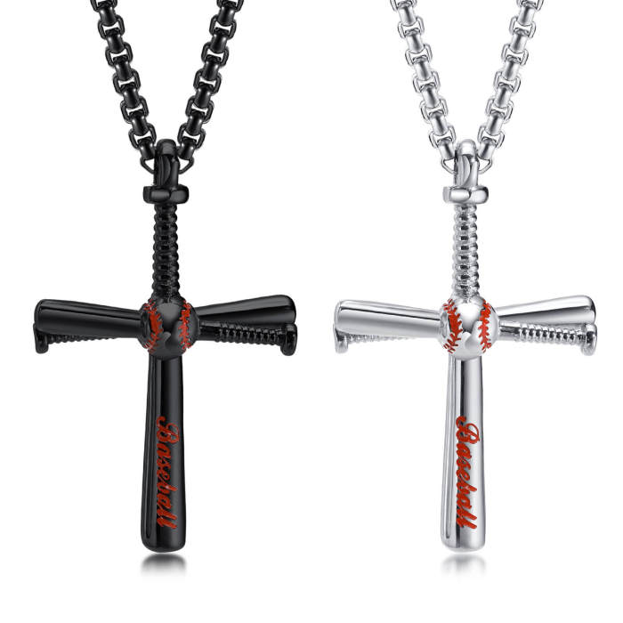 Wholesale Stainless Steel Baseball Cross Pendant