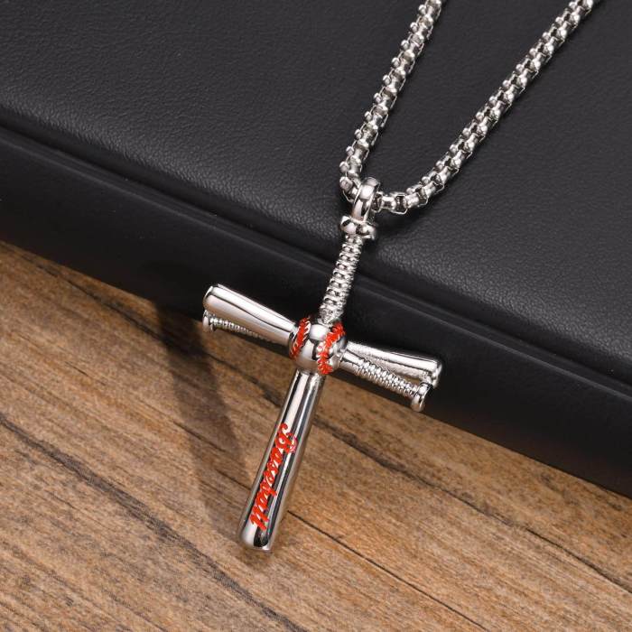 Wholesale Stainless Steel Baseball Cross Pendant