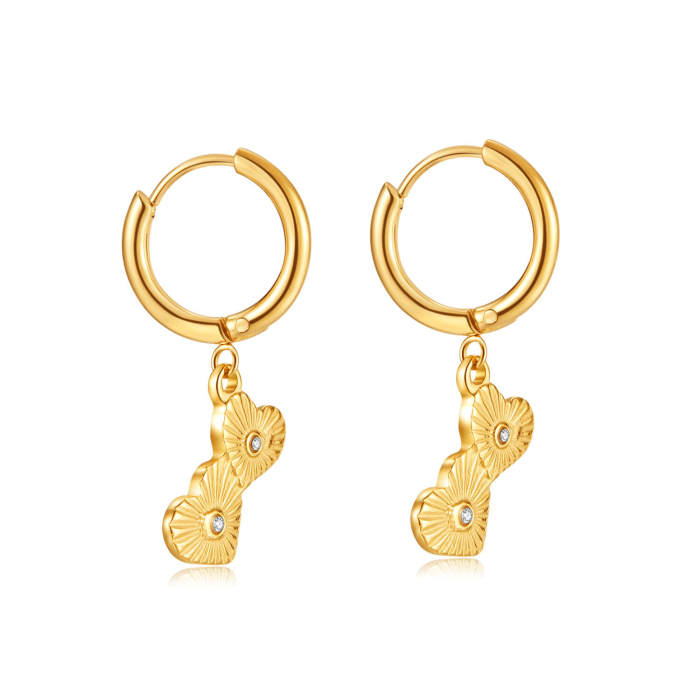 Wholesale Stainless Steel Double Love Earrings