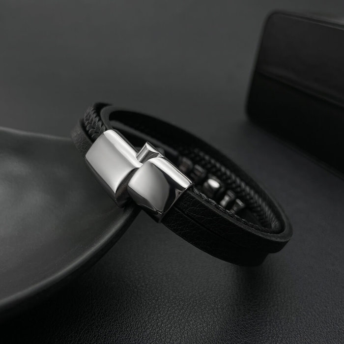 Wholesale Steel Goat Head Leathet Bracelet