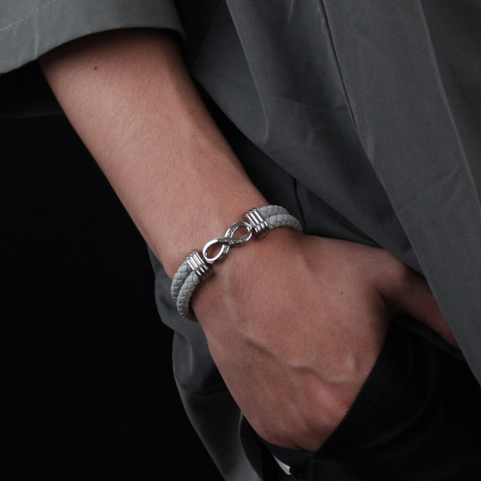 Wholesale Infinity Braided Leather Bracelet