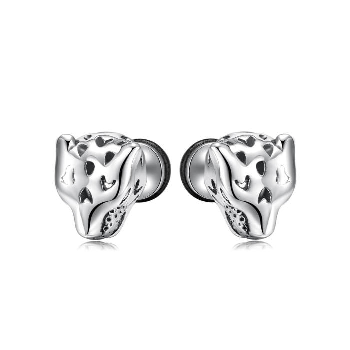 Wholeale Stainless Steel Leopard Head Earrings