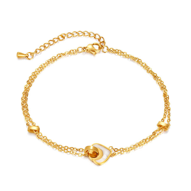 Wholesale Stainless Steel Double Stacked Anklet