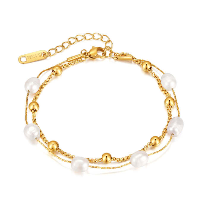 Wholesale Stainless Steel Bead and Pearl Bracelet